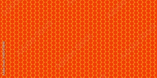 Seamless honeycombs form a vibrant orange and yellow geometric pattern, a textured hexagonal backdrop illustration