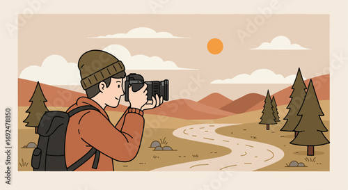 Hiker taking pictures