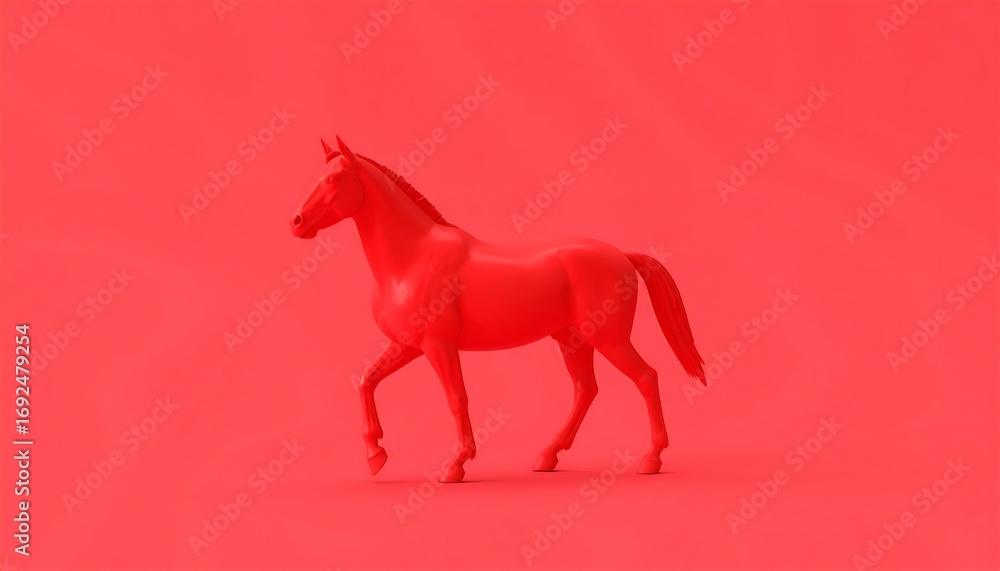 Fototapeta premium A vibrant crimson horse model