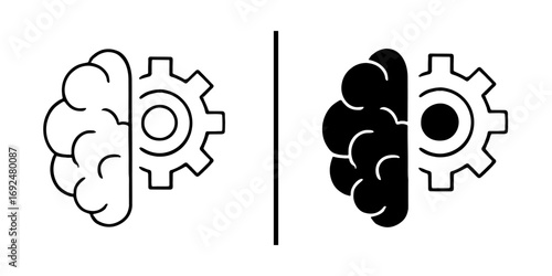 Mindful Machinery: Symbolic representation of the human brain intertwined with gears, illustrating the synergy between intellect and mechanical processes.
