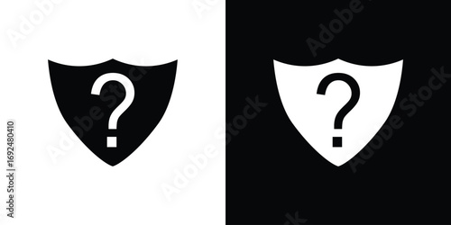 Shield interrogation icon flat design. Eps 10