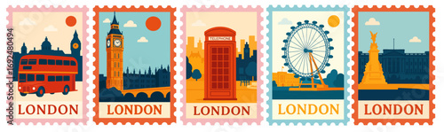SET OF LONDON STAMPS ILLUSTRATION