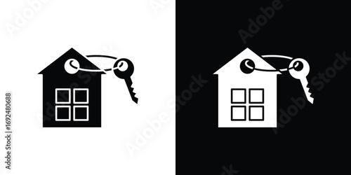 Selling or rent home icon flat design. Eps 10