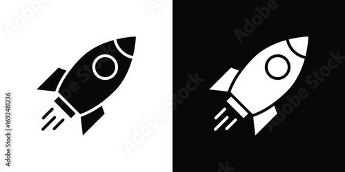Rocket launch icon flat design. Eps 10