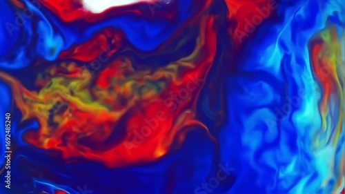 Vibrant Abstract Fluid Art: Dynamic Colors Flowing and Blending.