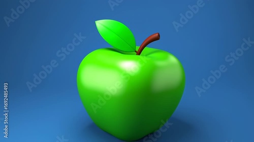 Vibrant Green Apple, 3D Render, Still Life