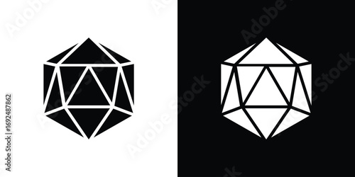 Dice d20 icon flat design. Eps 10