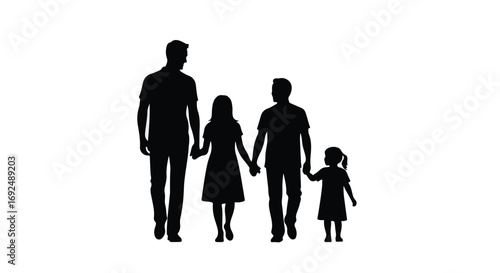 Loving family silhouette walking hand in hand, representing unity and connection.