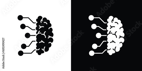 Brain circuit icon flat design. Eps 10