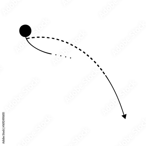 Vector art of dotted line arrow symbol of direction, movement, and path indication of trajectory and navigation