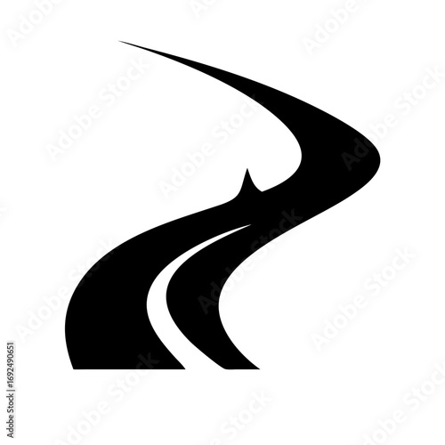 Vector art of stylized black river illustration, creating a dynamic and flowing design element for various creative projects