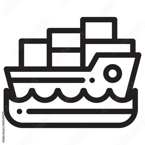 Cargo Ship Clean Vector Icon – Flat Symbol Design for Web and Mobile Apps