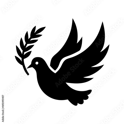 Vector art of dove carrying olive branch, a symbol of peace, hope, and new beginnings, perfect for conveying messages