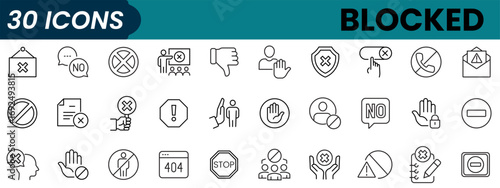 A collection of blocked icons with editable stroke styles. Icons for web and mobile applications. Complete vector illustrations. A series of pictograms.