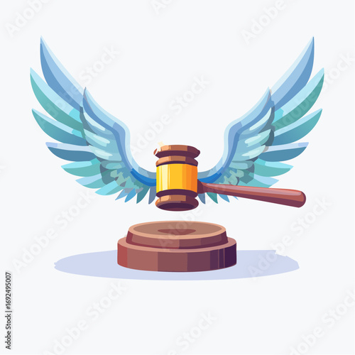 Justice Gavel With Wings On Pedestal