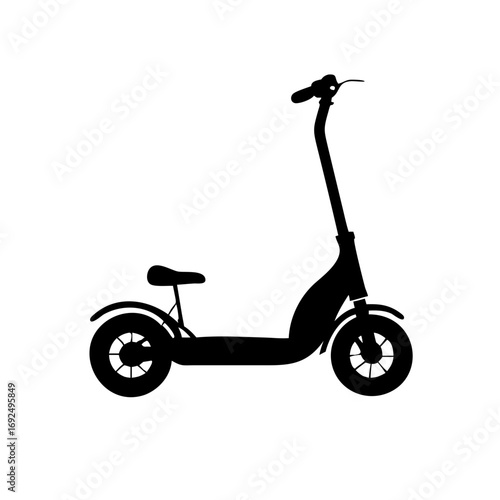 Vector art of silhouette of a modern electric scooter, offering ecofriendly transportation for urban commuting and leisure rides