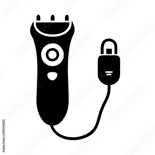 Illustration of a sleek electric shaver, perfect for grooming and personal care with its charging cable