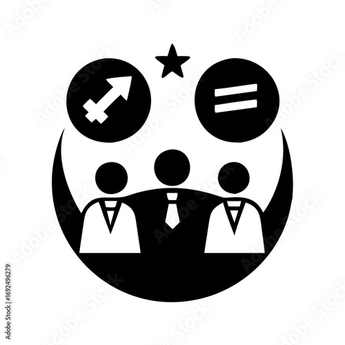 Vector art of black silhouette of gender equality symbol, representing equal rights and opportunities for all genders
