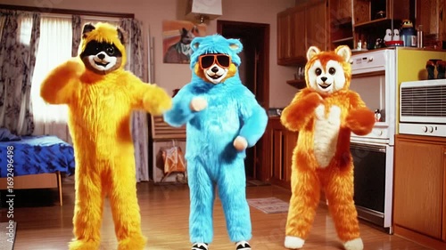 Funny bears dancing, 80s movie style