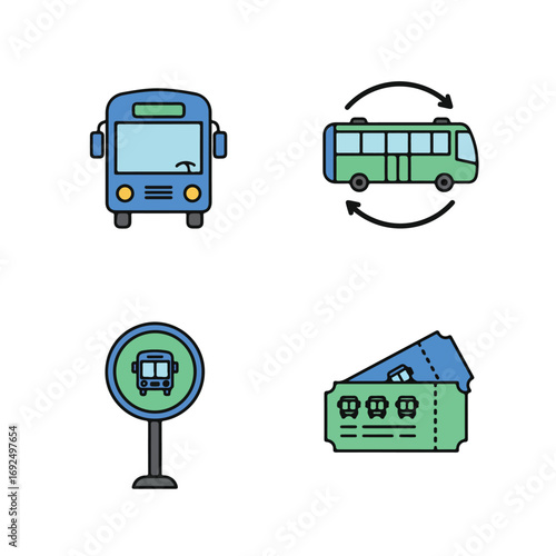 Colorful public transit icons