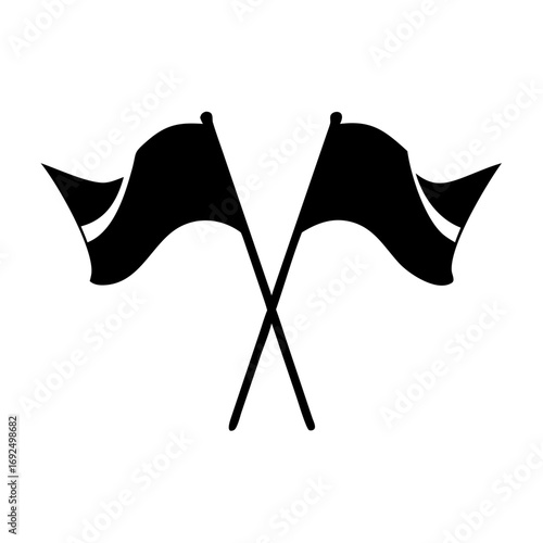 Illustration of two flags waving in the wind symbol of country, nation, government, and patriotism