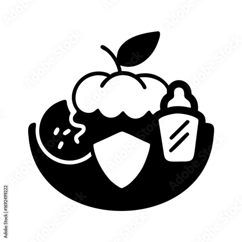 Vector art of nutritious and safe baby food concept vector icon healthy meal, balanced diet, and protection for infants