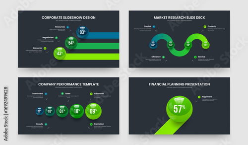Digital Visualization Three Four Five One Element Graph Presentation Design Vector Illustration Collection. Elegant Insight 3 4 5 1 Step Diagram Slide Template Bundle.