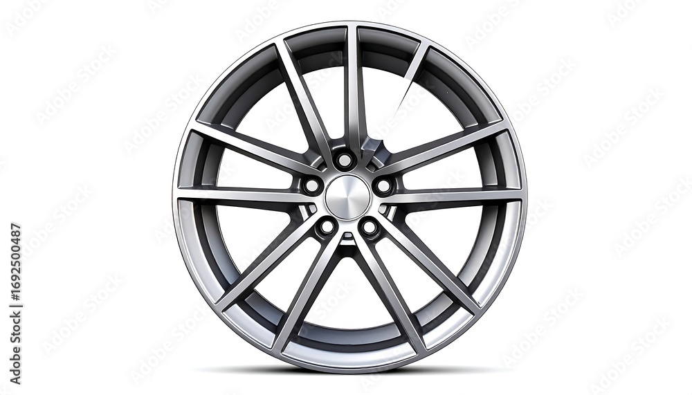 Obraz premium A metallic alloy wheel, detailed and glossy