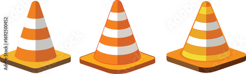 set of traffic cone vector and illustration