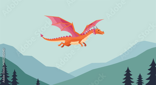 Dragon over mountains