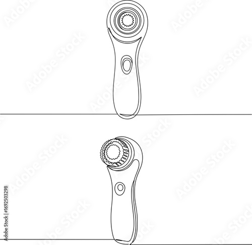 Facial cleansing brush in monoline style, transparent background  