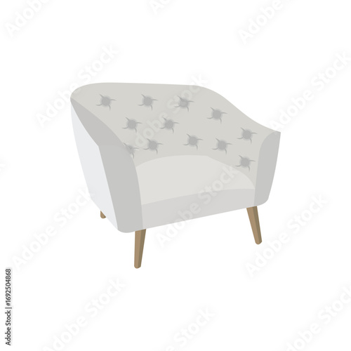 Modern armchair illustration with soft cushion and wooden legs. Perfect for interior design, furniture catalog, home decoration, living room graphic, and contemporary seating concept.
