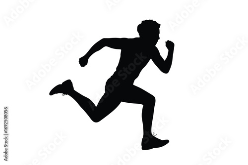 Dynamic silhouette of a person running with speed and athleticism captured in motion silhouette vector illustration white background