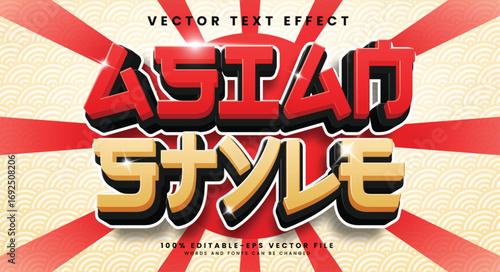 Asian style editable vector text effect with red color.