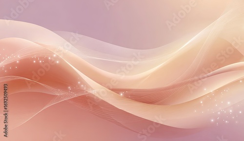 Delicate, flowing, light peach and mauve abstract shapes with subtle shimmering highlights