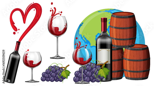red wine and grapes