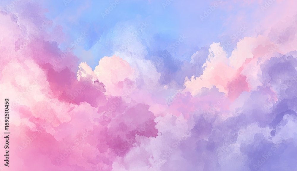 Fototapeta premium Pastel cloudscape, soft hues of pink, purple, and blue