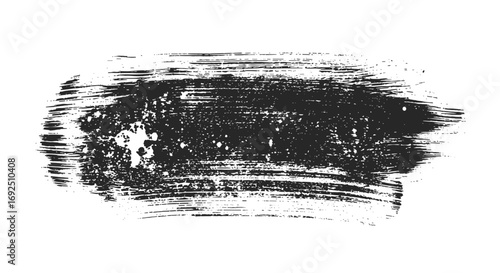 Abstract dark brush stroke with visible texture on a white background