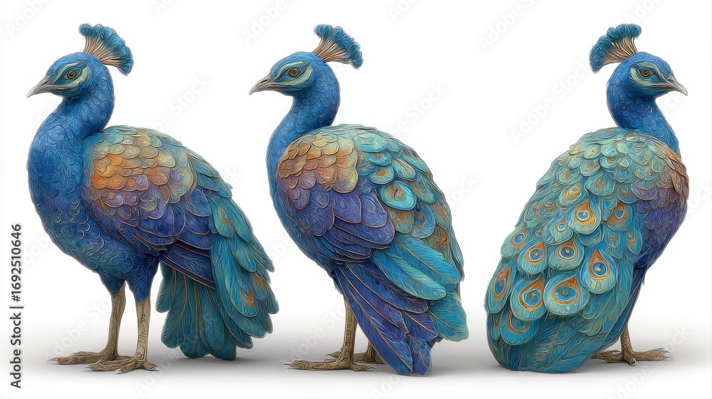 Fototapeta premium Whimsical Peacock Character with Magnificent Colors and Details