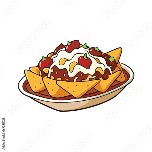 Delicious loaded nachos with beef cheese and sour cream banner advertisement design