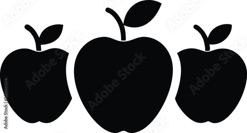 Set of Apple Silhouette Vector Icons - Minimalist Flat Graphics Collection