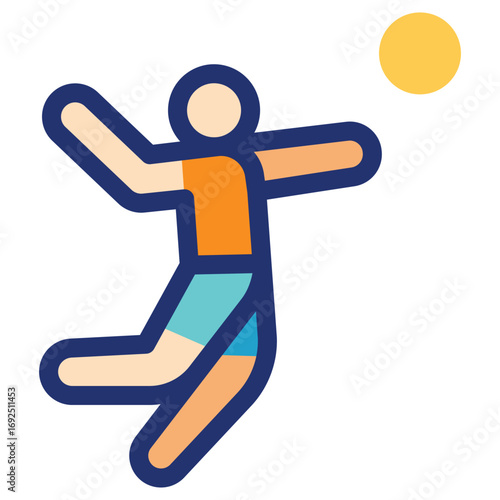 Volleyball Clean Vector Icon – Flat Symbol Design for Web and Mobile Apps
