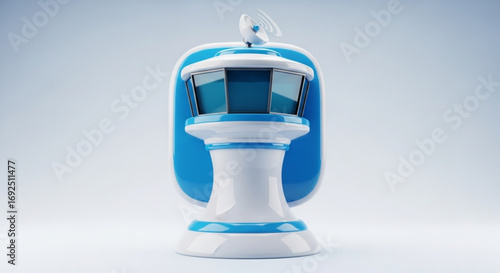 Illustration of air traffic control tower airport aviation safety guidance system radar communication technology