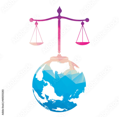 International tribunal and Supreme court logo concept. International law logo