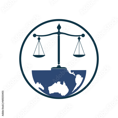 International tribunal and Supreme court logo concept. International law logo