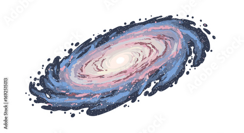 Illustration of a spiral galaxy with swirling arms and bright center