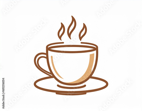 minimalist icon of a coffee cup with a few simple steam lines rising from the top