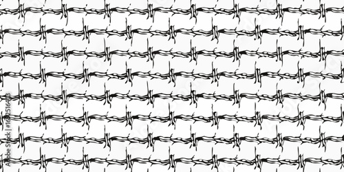 Abstract black and white barbed wire pattern for graphic design and backgrounds