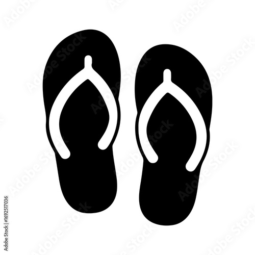 Simple black and white flip flop icon illustration.