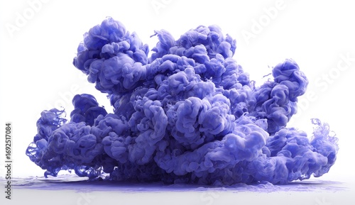 Lavender ink cloud bursts on white